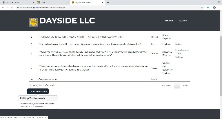 website database example